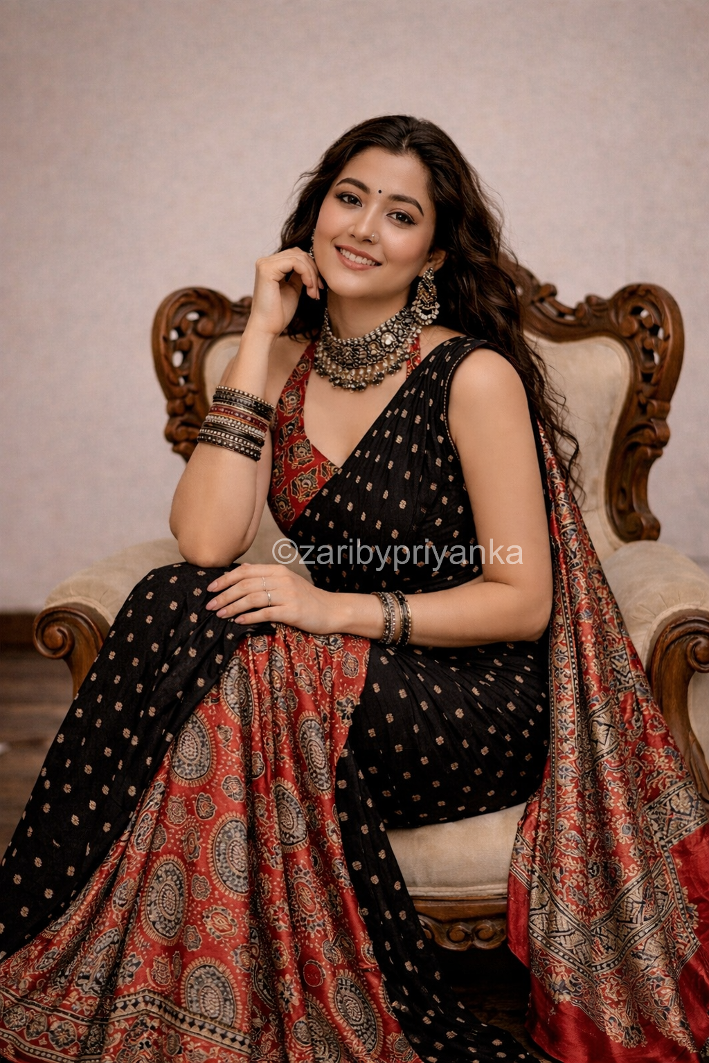 Tanisha - Pure Modal Ajrakh saree