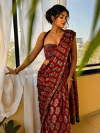 Minali - Pure Modal Ajrakh Mirror work saree