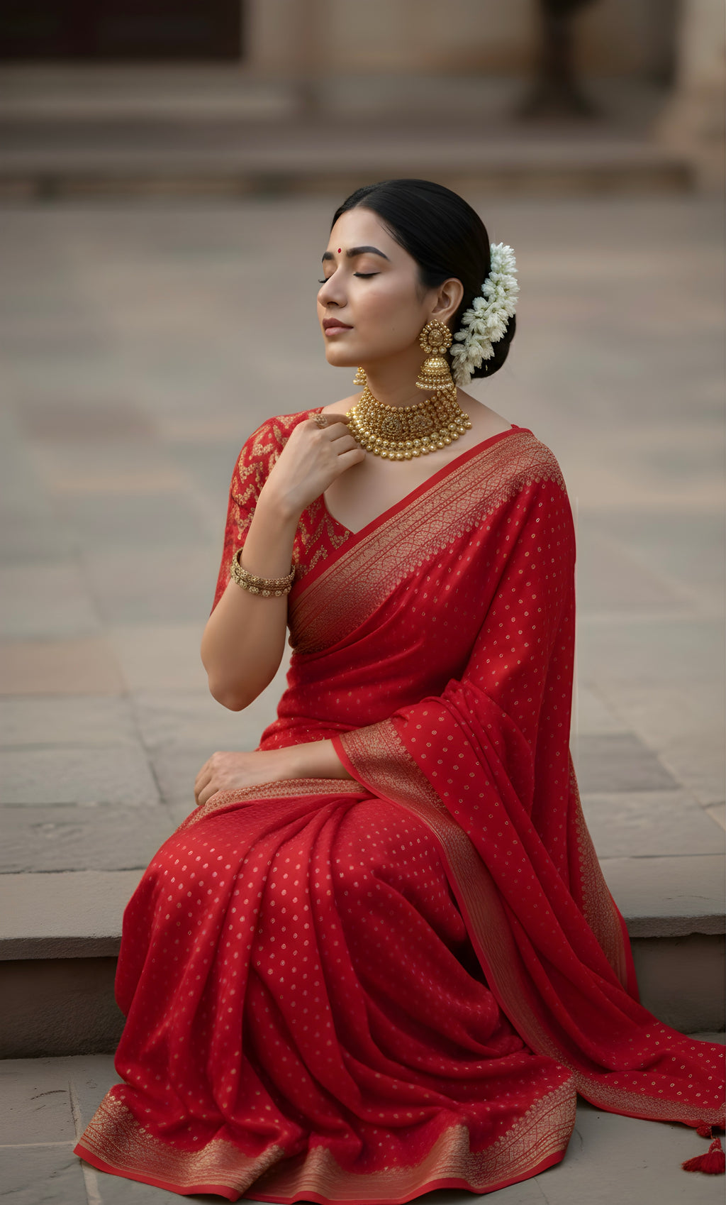 Shree-Pure Khaddi Crepe Chiffon Saree