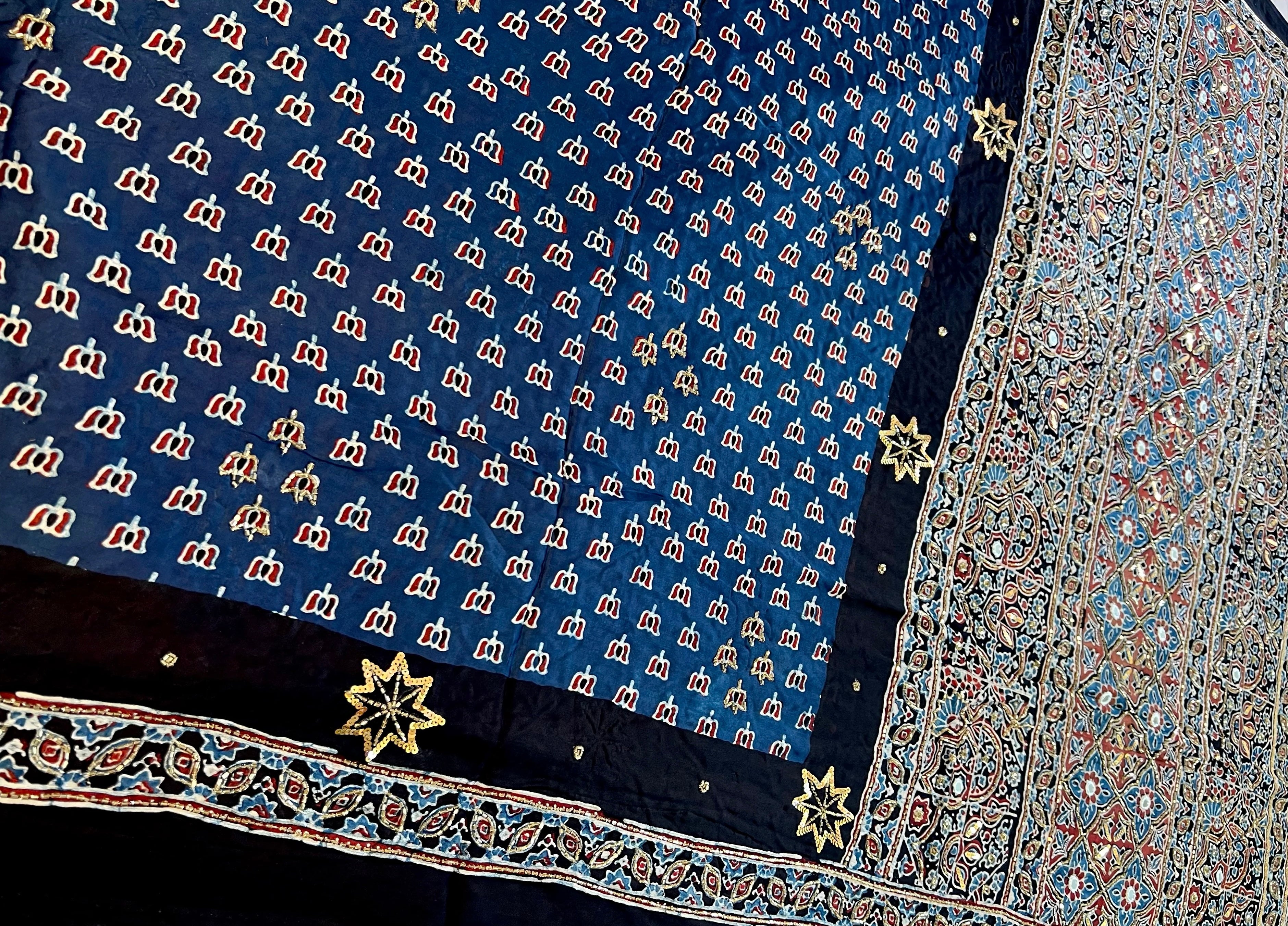 Jasmin | Handcrafted Ajrakh Couture Saree