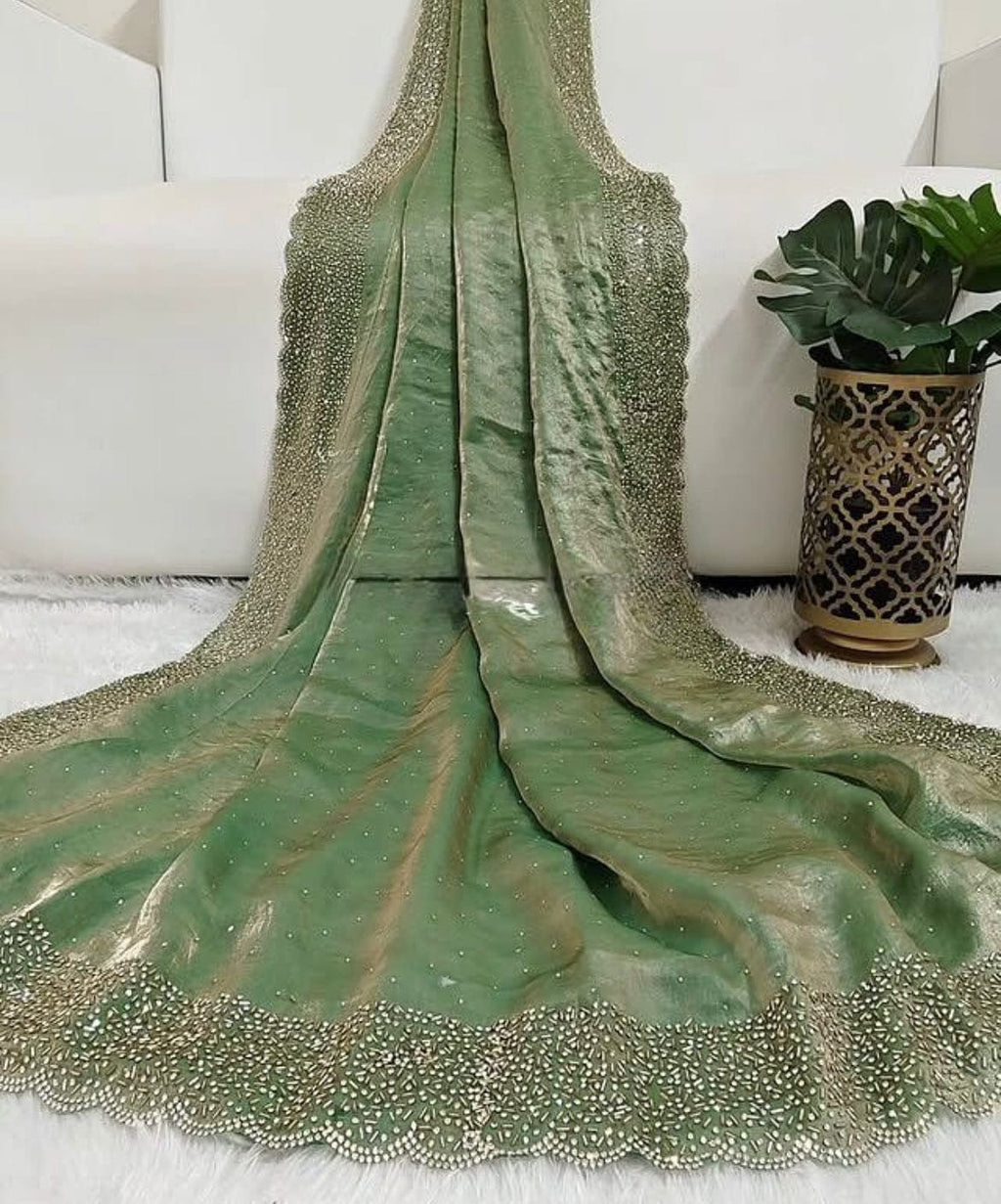 Kalki - Chiffon Saree adorned with delicate Jarkan work.