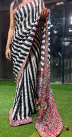 Atulya - Pure Crepe Handwork Designer Saree