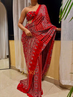 Apoorva | Handcrafted Ajrakh Couture Saree