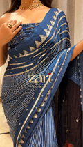 CHAAND | Handcrafted Ajrakh Couture Saree [Ready to dispatch]
