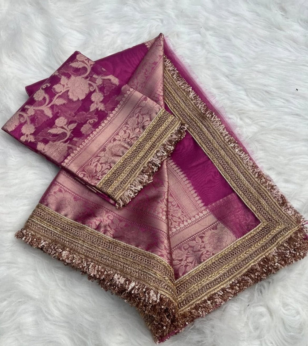 Sonam - Tissue Silk Saree, paired with a stunning Brocade Blouse