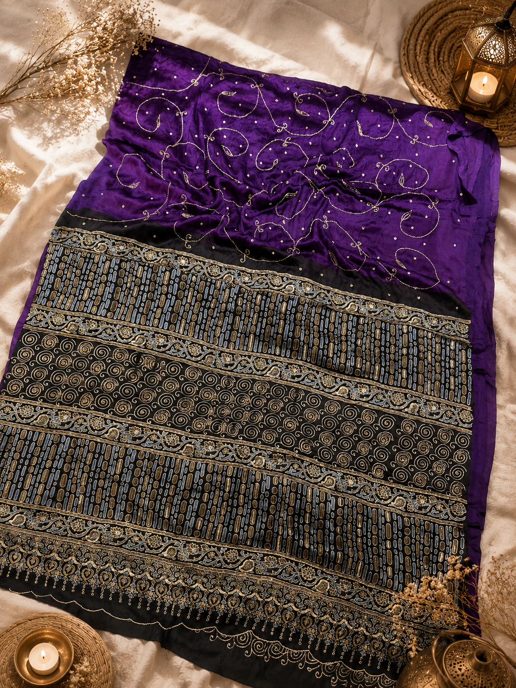 Gaurika - Designer Ajrakh Handworked Saree
