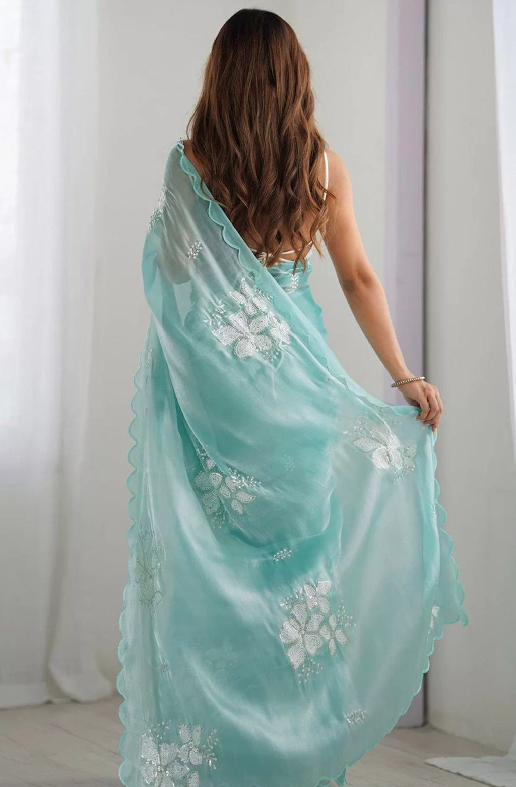 Arti Soft Organza Sequins Embellished Saree