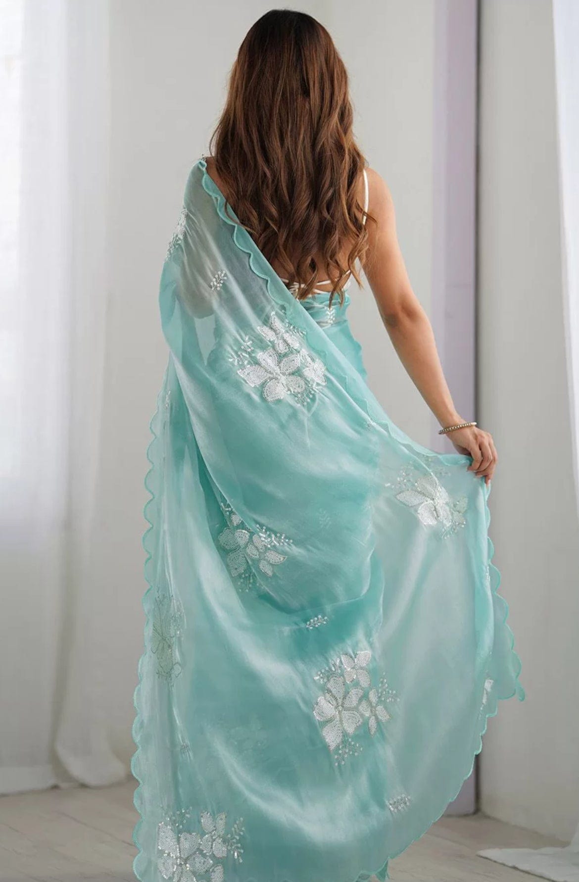 Arti Soft Organza Sequins Embellished Saree