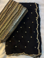 Arti 9 - Black Pure Georgette Saree with Handwork.