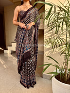 Tina - Designer Pure Modal Ajrakh Mirror saree