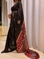 Shaira | Designer Handcrafted Ajrakh Saree - Zari by Priyanka