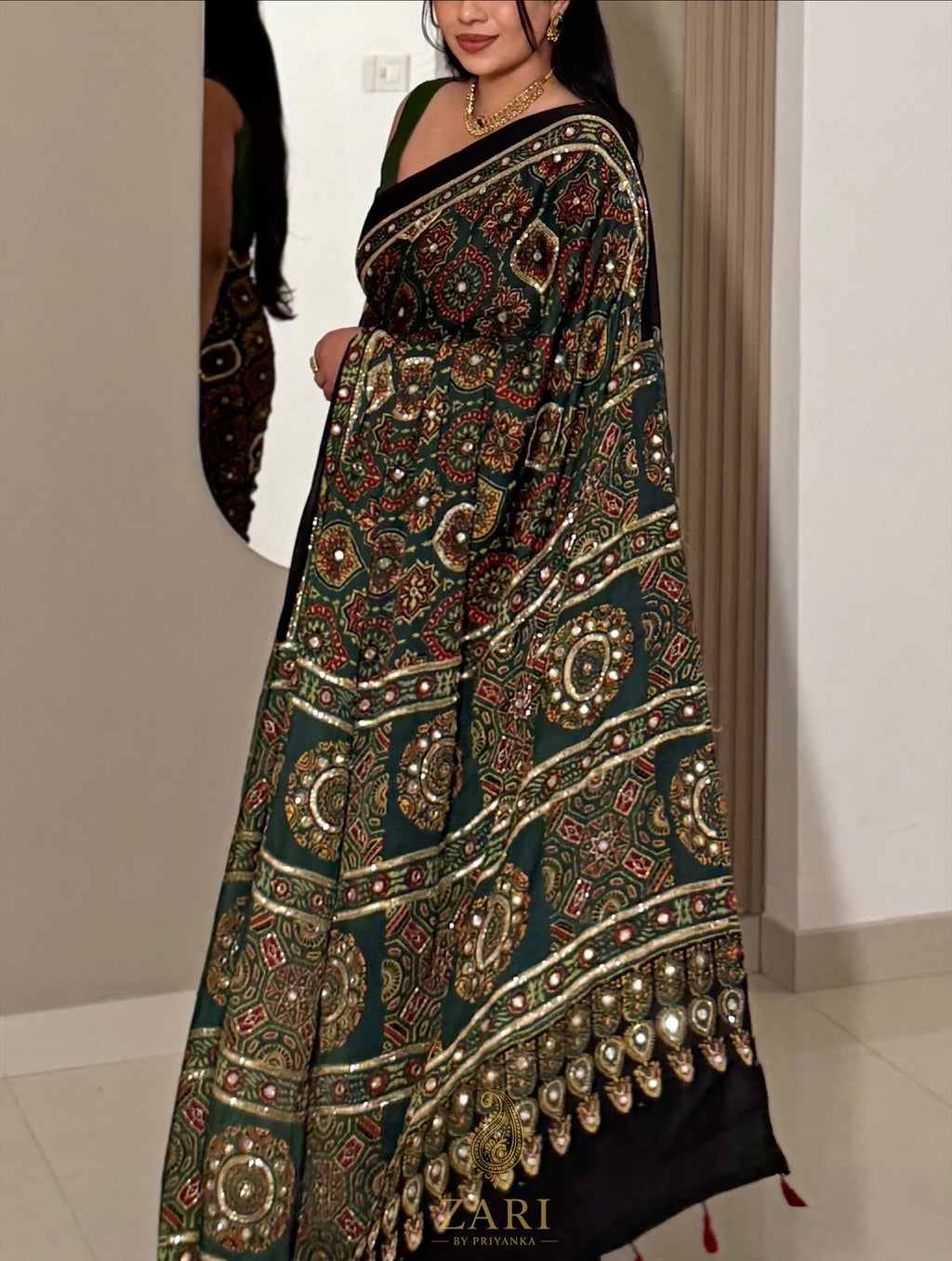 Sravti | Handcrafted Ajrakh Couture Saree