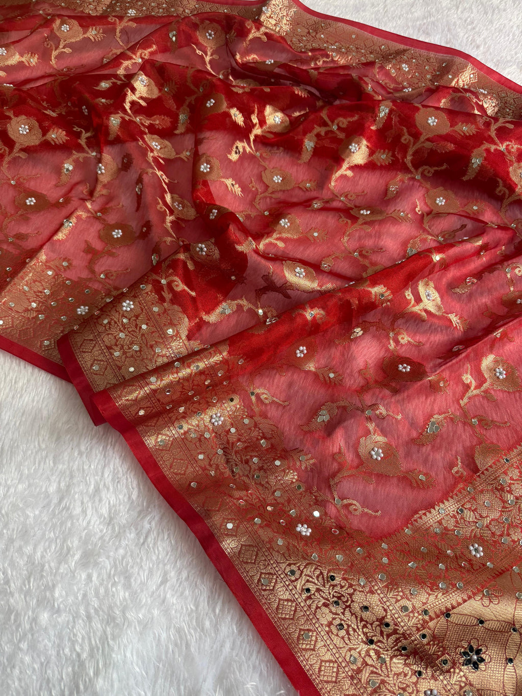 Maya - Tissue Silk Saree, paired with a stunning Brocade Blouse