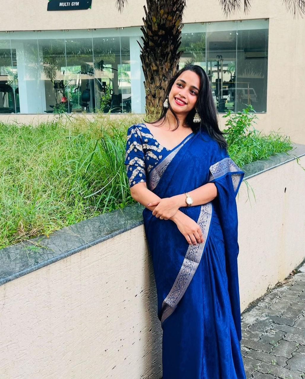 Tanvi - Viscose Chinon Silk Saree & Embroidered Blouse