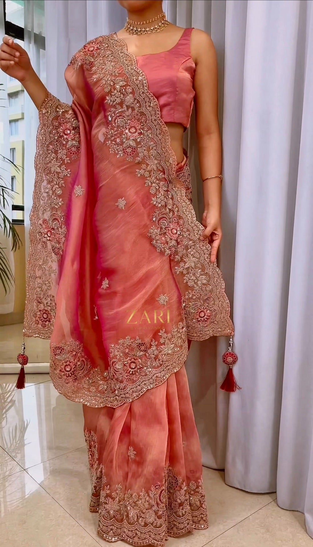 Raga - Tissue Silk Saree with Scallop sequins handwork