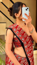Minali - Pure Modal Ajrakh Mirror work saree