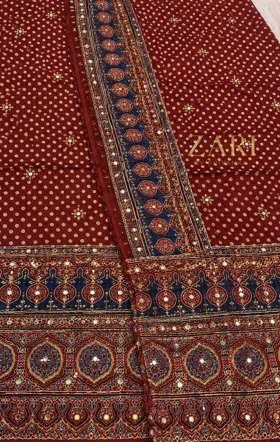 Taarika - Ajrakh Pure Modal Suit with handwork