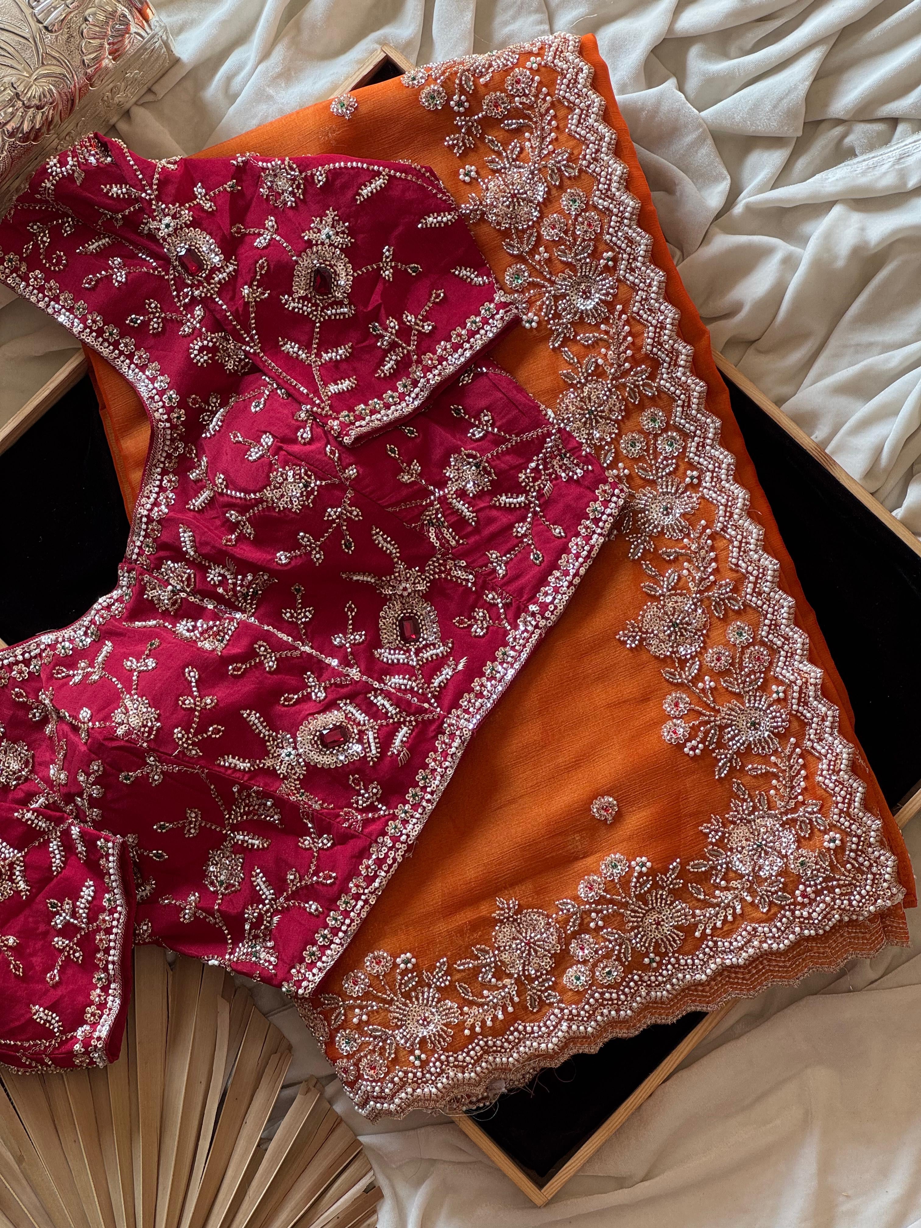 Sheena - Designer Tissue Handwork Saree