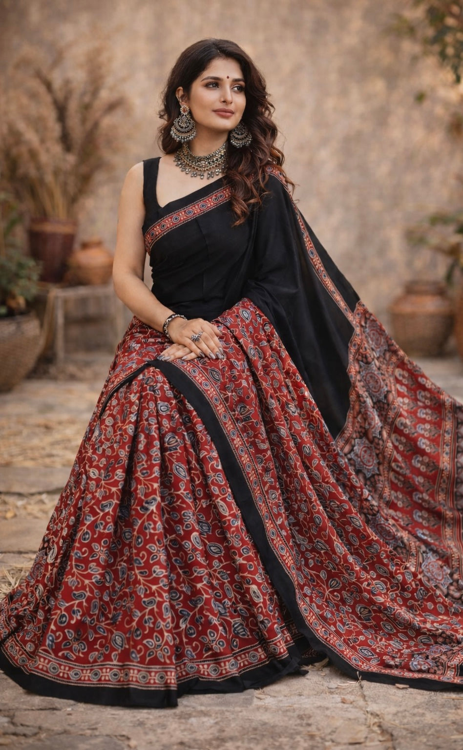 Tasha -Pure Modal silk Mirror work Saree
