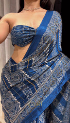 Yalina | Handcrafted Ajrakh Couture Saree