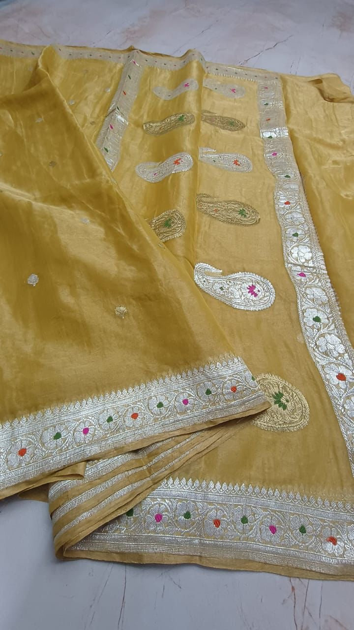 Asvi - Banarasi Pure Khaddi Georgette Kadwa Saree