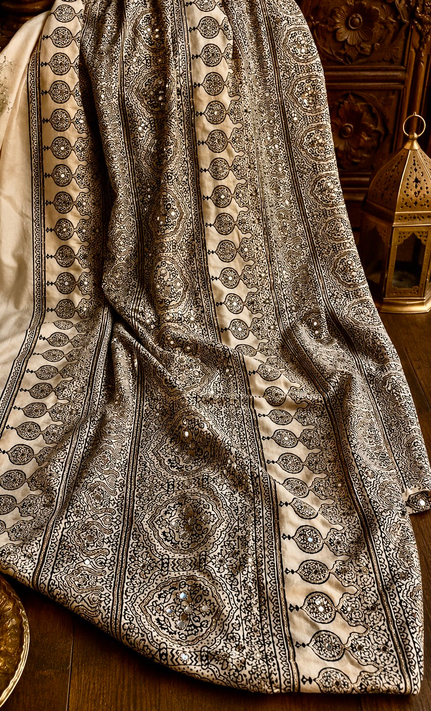 Vamika - Designer Ajrakh Handworked Saree
