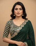 Sharvari - Designer Georgette Saree with Mirror work