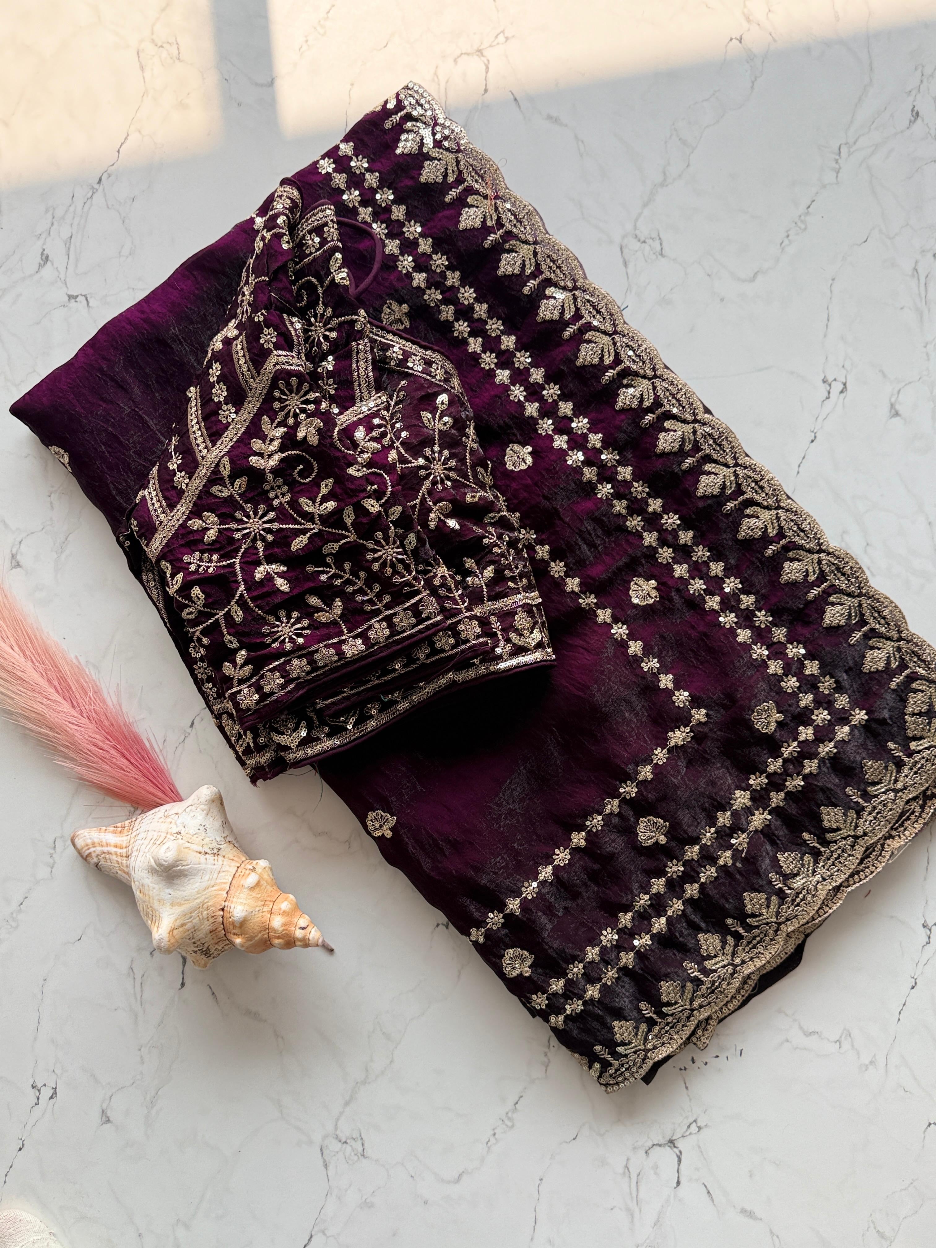 Jinal - Designer Crepe Silk Saree