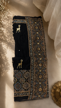 Naina | Handcrafted Ajrakh Couture Saree [Ready to Dispatch]