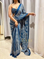 Yalina | Handcrafted Ajrakh Couture Saree