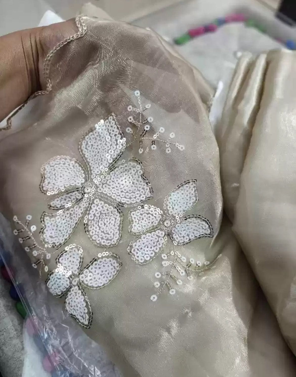 Arti Soft Organza Sequins Embellished Saree