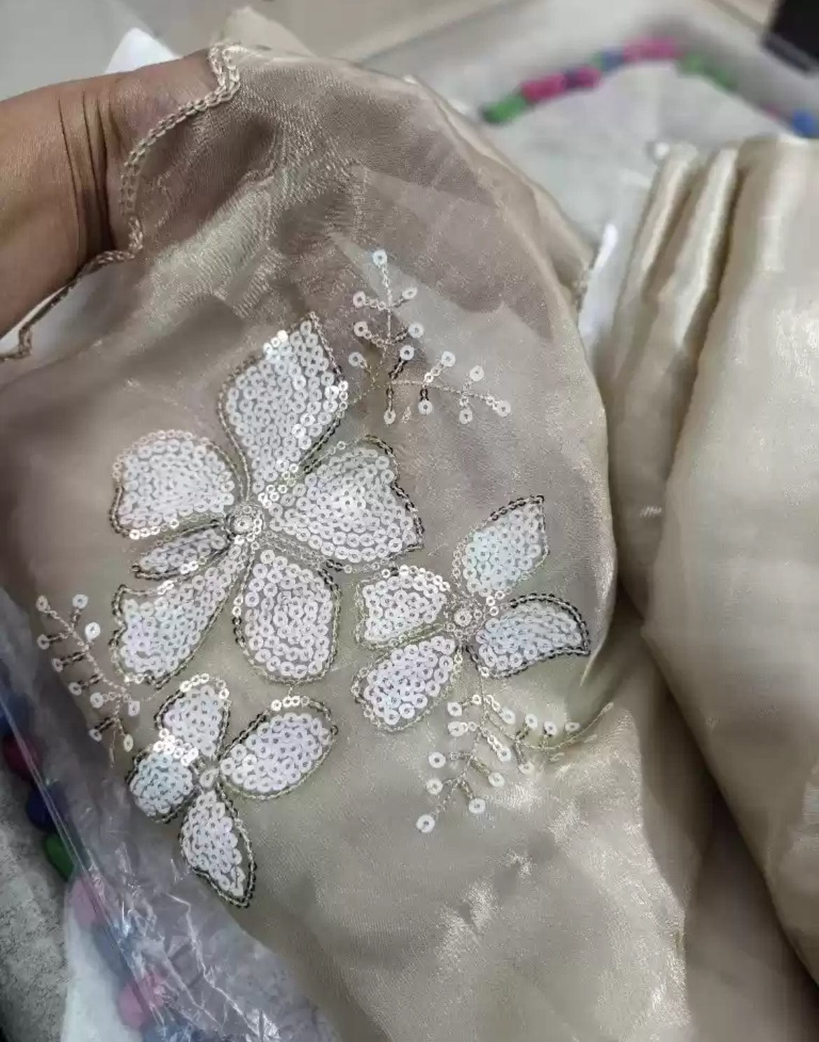 Arti Soft Organza Sequins Embellished Saree