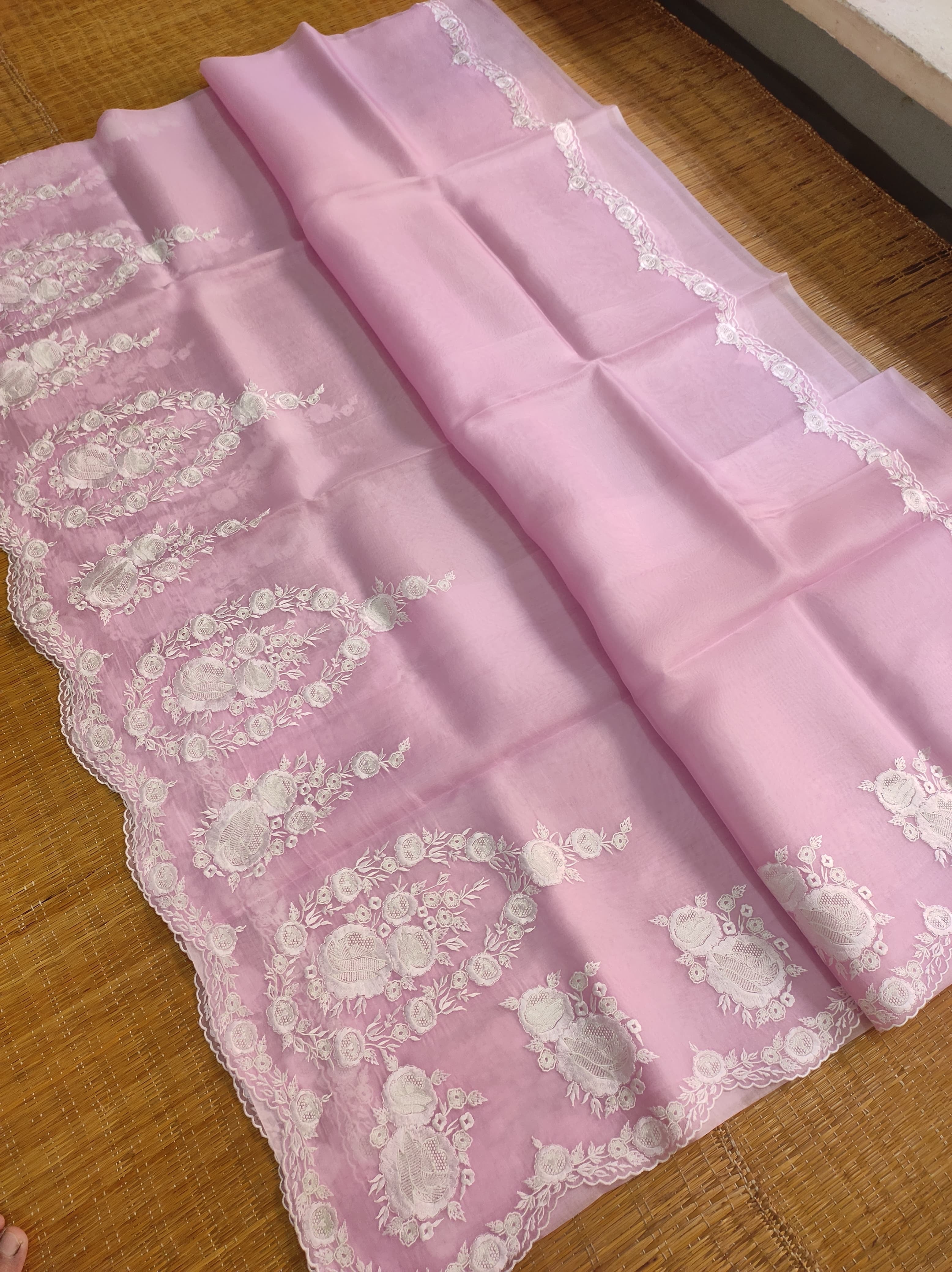 Amira - Pure Organza Silk Plain Saree with Special Tassels