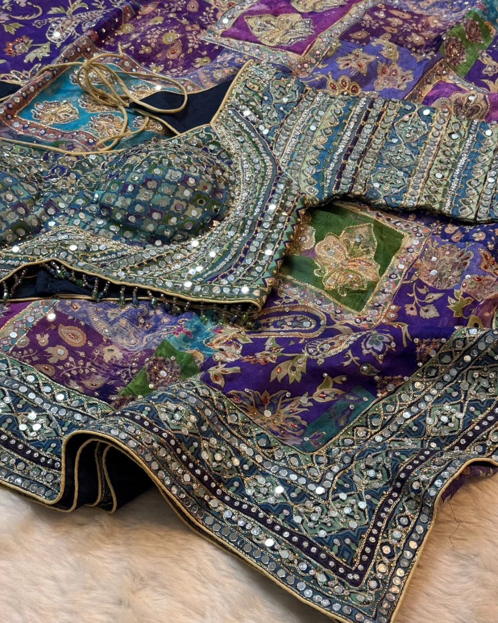 Shagun - Designer Chinon Handwork Saree
