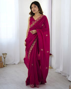 Polki - Crepe Satin silk saree