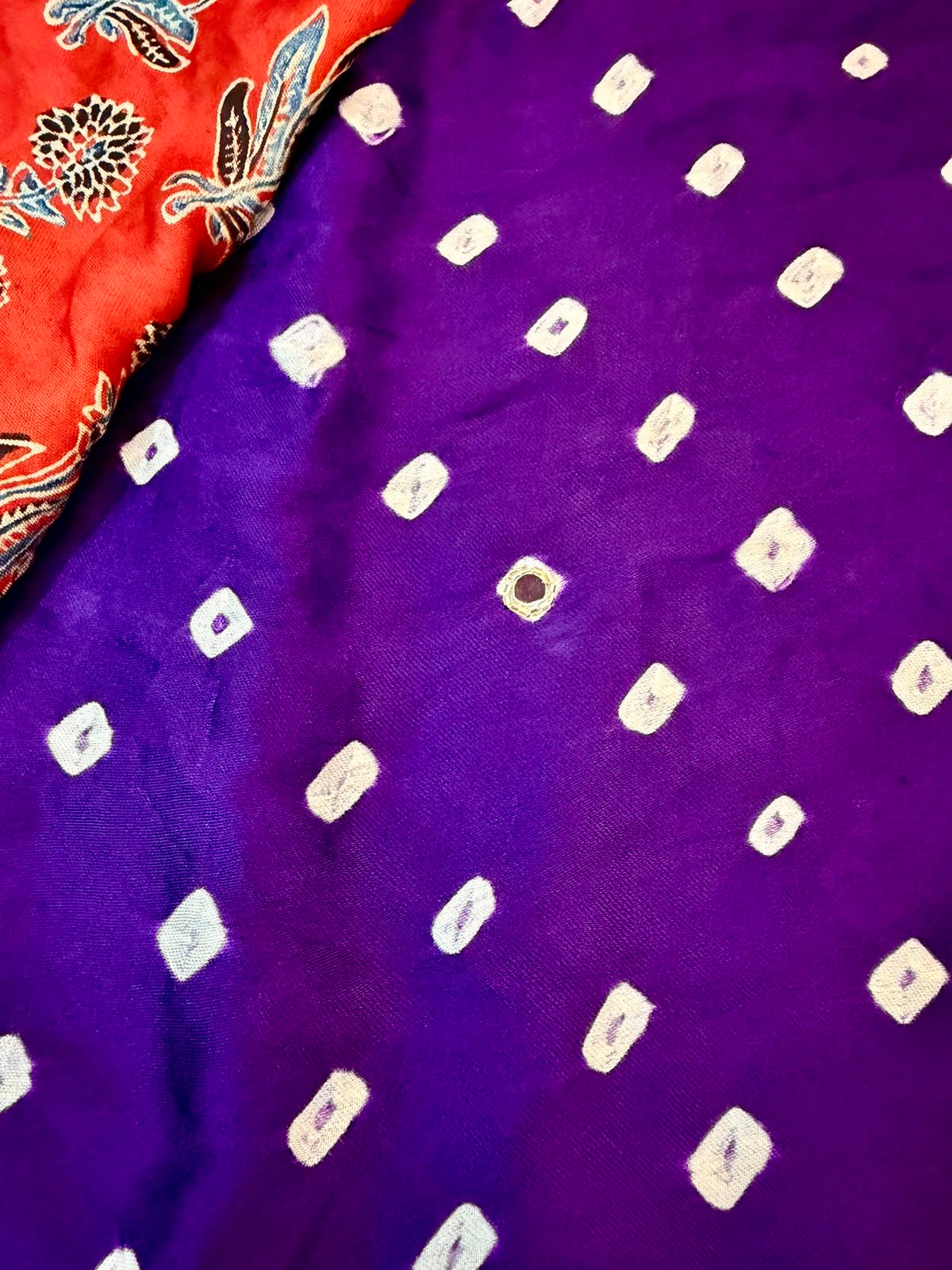 Kumkum | Handcrafted Ajrakh Bandhej Couture Saree [Ready to dispatch]