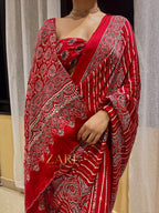 Apoorva | Handcrafted Ajrakh Couture Saree