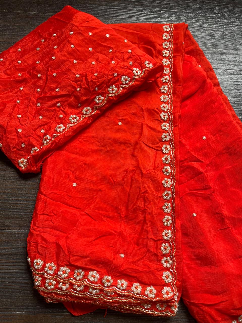 Arti 4 - Purple Pure Georgette Saree  with Handwork.