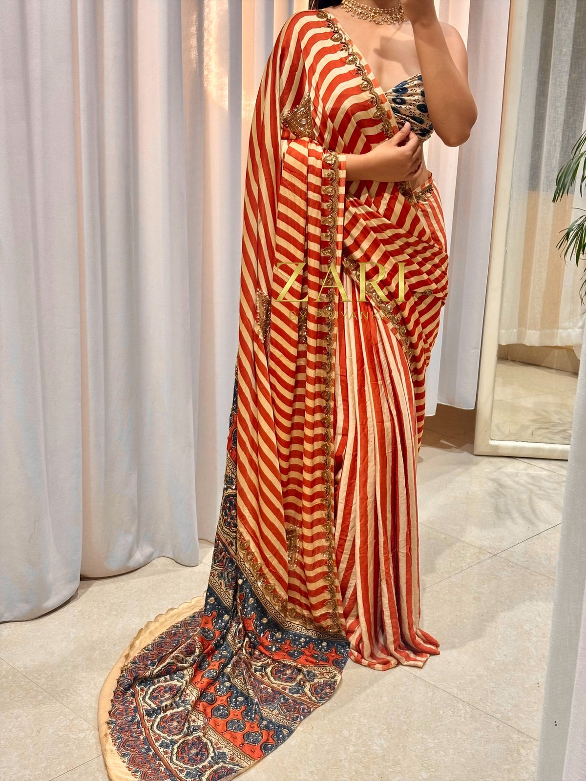 Hayat | Handcrafted Ajrakh Couture Saree [Pre-Order]