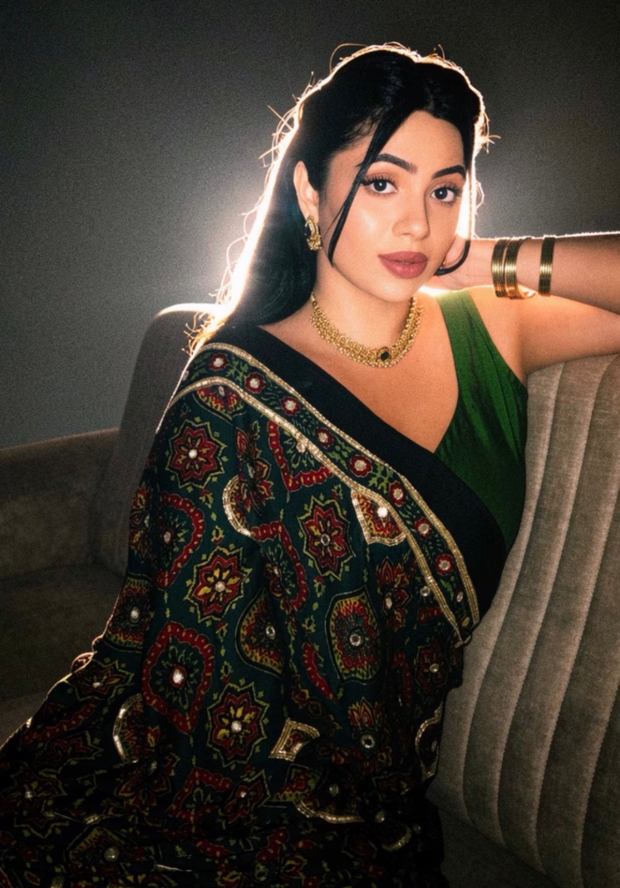 Sravti - Designer Ajrakh Handworked Saree