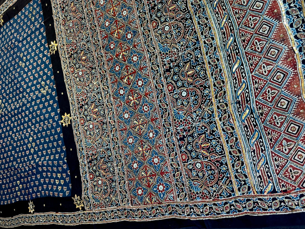 Jasmin | Handcrafted Ajrakh Couture Saree