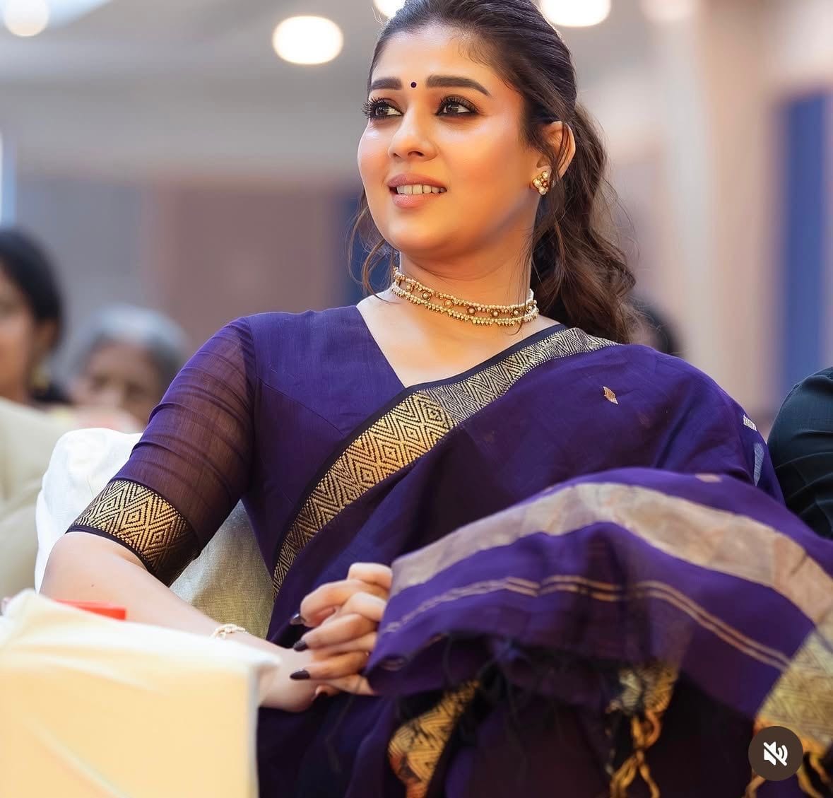 Nayanthara - Maheshwari Silk Saree with Golden Zari Border