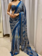Yalina | Handcrafted Ajrakh Couture Saree