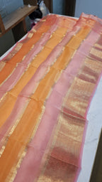 Laya -  Pure Organza Silk Stripe Rangkat Saree