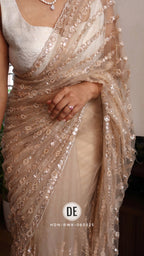 Samita - Cocktail Party Wear Sequined Net Saree