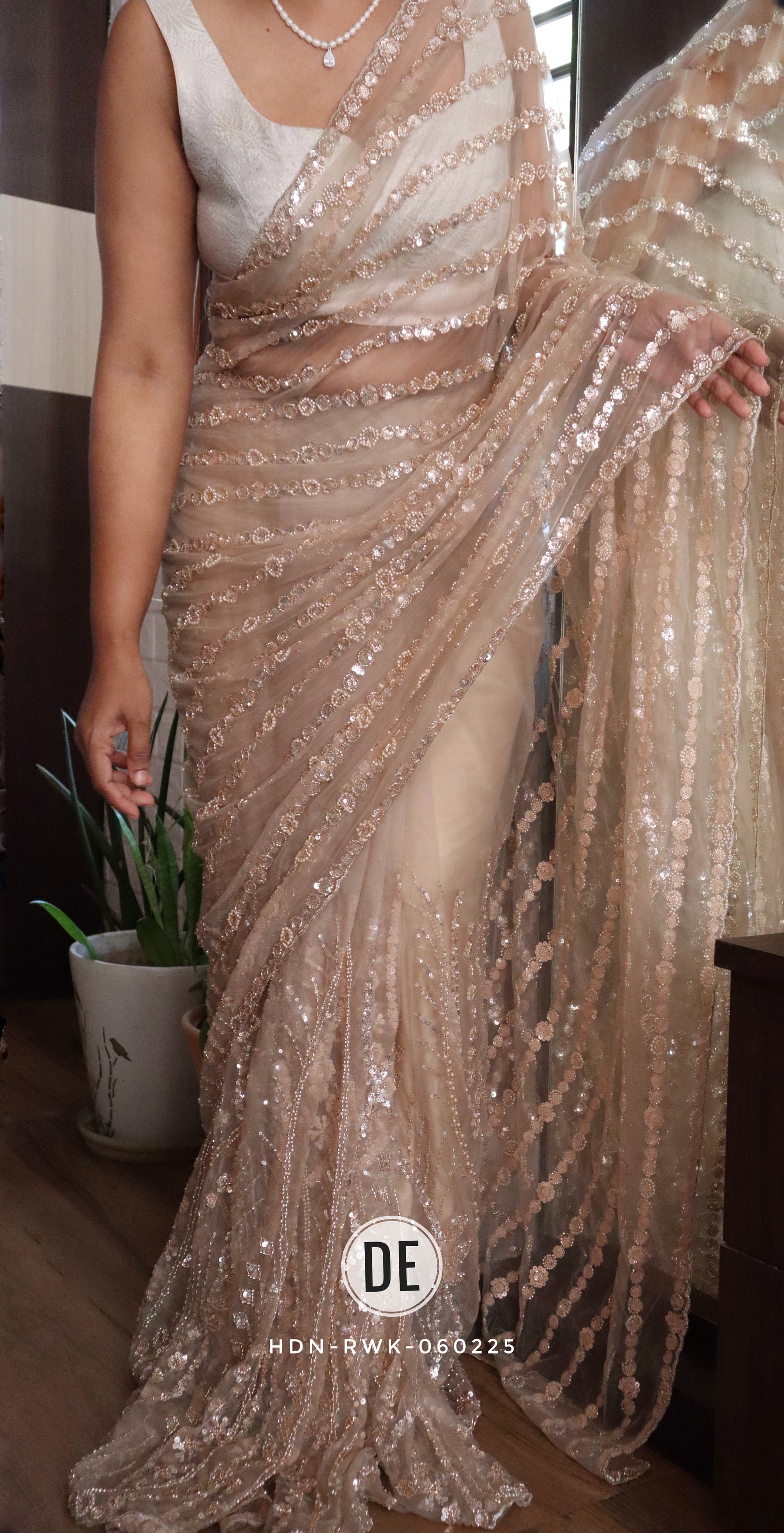 Samita - Cocktail Party Wear Sequined Net Saree
