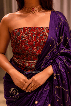 Jhalak | Designer Handcrafted Ajrakh Saree - Zari by Priyanka