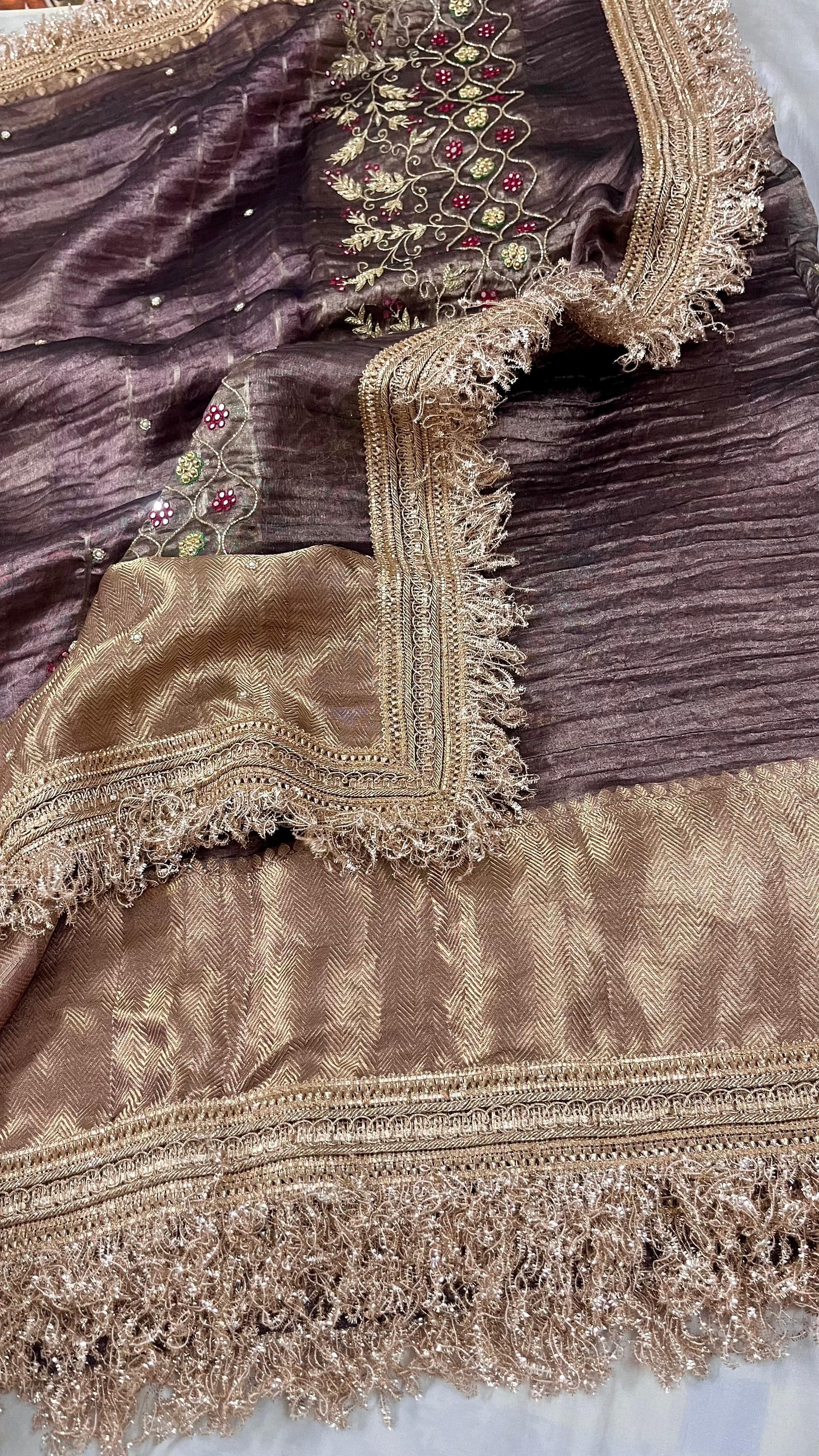 Nimrit - Banarasi Pure Tissue Silk Maharani Hand Zardosi Saree