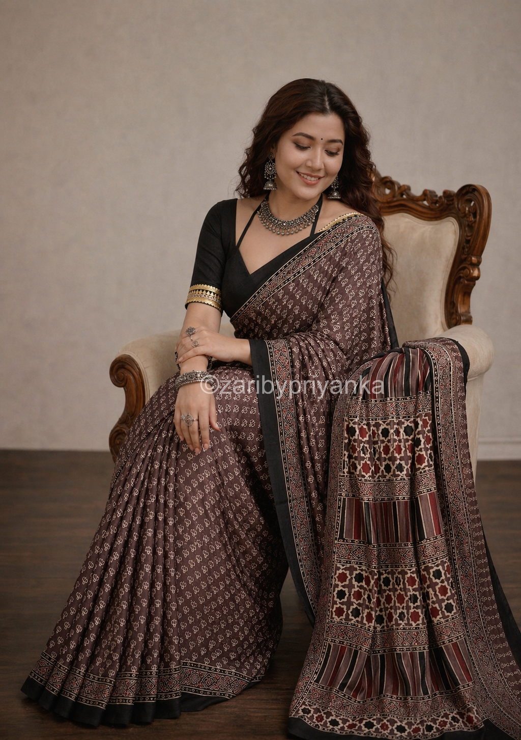 Dilruba  - Pure Modal Ajrakh saree