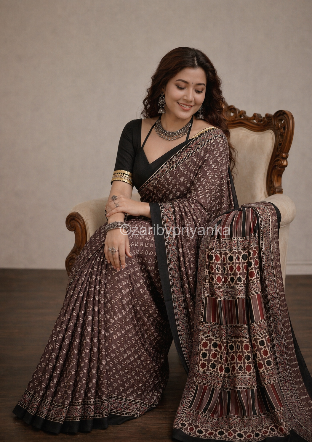Dilruba  - Pure Modal Ajrakh saree